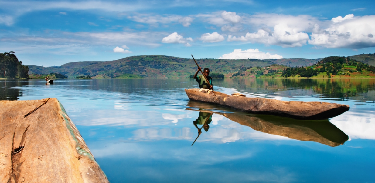 Lake Bunyonyi in South Western Uganda: Lake Bunyonyi is located in the south-western